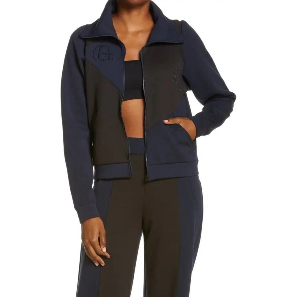 PUMA X Goop Track Jacket Women's Small Blue Black Full Zip Long‎ Sleeve Pockets